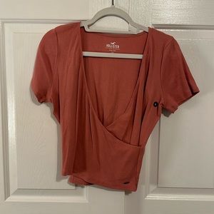 Pink Baby Tee Wrap Around Mock